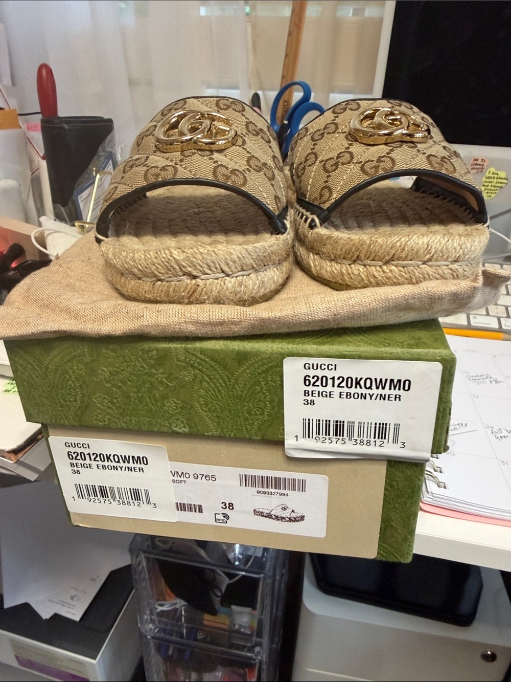 GG Gucci Matelasse Canvas Espadrille Sandals